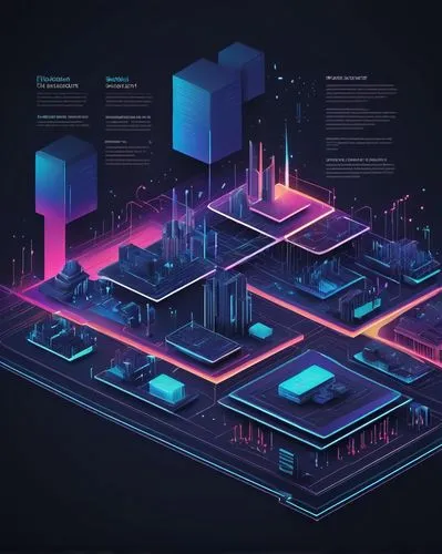 Elasticsearch architecture diagram, modern digital illustration, futuristic background, neon lights, circuit boards, servers, clusters, nodes, indices, shards, replication, distributed system, RESTful