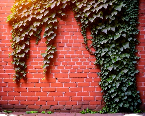 Old brick wall, weathered surface, rusty red bricks, mortar gaps, ivy vines crawling, worn-out edges, rough texture, morning sunlight casting shadows, 3/4 composition, shallow depth of field, warm col