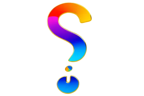 Animated question mark signs, colorful, shiny, metallic, rounded edges, 3D effects, rotating, spinning, floating, transparent background, soft focus, high contrast, vibrant colors, playful composition