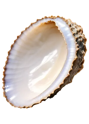 oyster shell, solo, detailed texture, iridescent mother-of-pearl interior, rough brown exterior, spiral shape, slightly open, pearl inside, soft lighting, 3/4 composition, shallow depth of field, warm