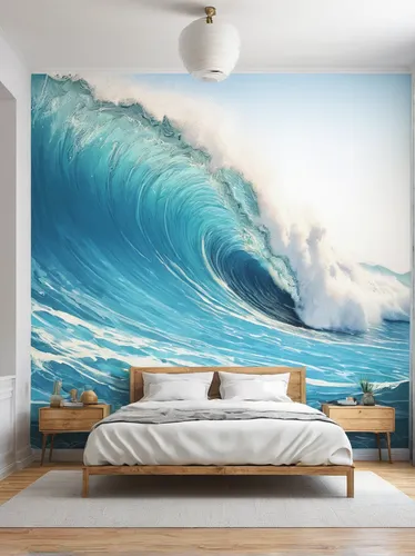 Peel and stick wall decor wall mural tropical wave wallpaper peel and stick wall decor wall mural tropical wave wallpaper wallpaper blue amipublicfo Choice Image,wave pattern,japanese waves,ocean wave