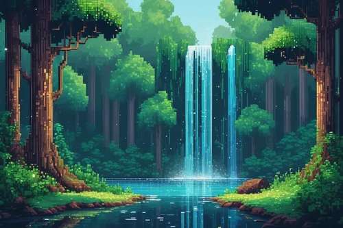 waterfall,green waterfall,a small waterfall,cartoon video game background,waterfalls,water falls,forest background,water fall,ash falls,forests,pixel art,forest,forest landscape,falls,green forest,the forest,brown waterfall,fairy forest,rainforest,the forests,Photography,Fashion Photography,Fashion Photography 12