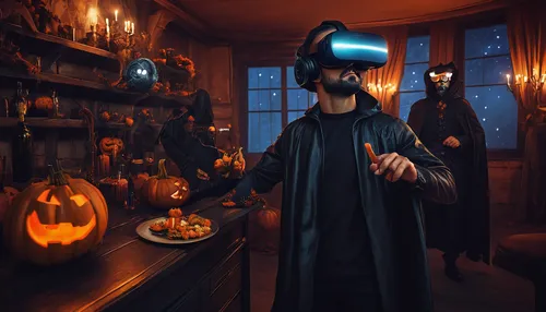 virtual reality,vr,halloween illustration,virtual world,virtual reality headset,vr headset,halloween scene,halloween 2019,halloween2019,sci fiction illustration,oculus,halloweenchallenge,halloween and horror,human halloween,virtual identity,halloweenkuerbis,halloween poster,virtual,halloween pumpkin gifts,halloween background,Art,Classical Oil Painting,Classical Oil Painting 31