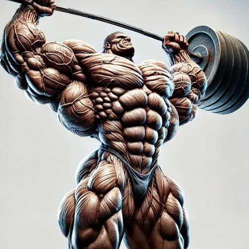 A body builder with throbbing muscles lifting a barbell above head...,bodybuilding,body building,bodybuilders,thibaudeau,muscularity,muscularly