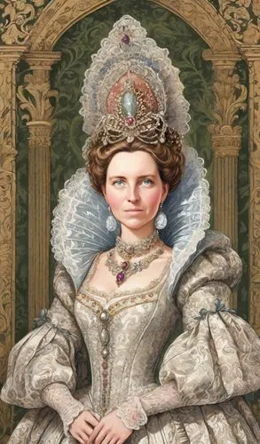 victorian lady,elizabeth i,queen anne,elizabeth ii,rococo,portrait of a girl,monarchy,portrait of a woman,tiara,victorian style,the hat of the woman,diademhäher,cepora judith,queen cage,the victorian era,porcelaine,girl in a historic way,custom portrait,cinderella,imperial crown,Digital Art,Comic