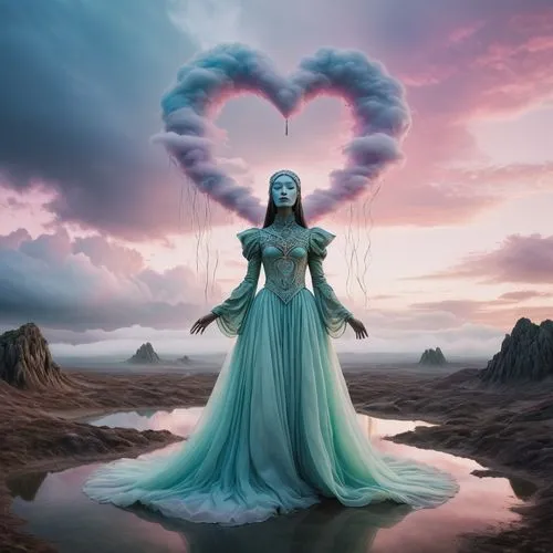 fantasy picture,blue enchantress,amphitrite,inanna,valentierra,watery heart,ashtar,heart chakra,fantasy art,enchantment,prophetess,heart and flourishes,heart flourish,fantasy woman,etheria,protectress,elohim,mediumship,divine healing energy,the enchantress,Illustration,Realistic Fantasy,Realistic Fantasy 33