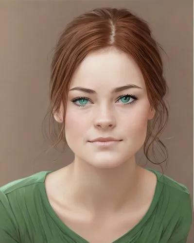 portrait of Catherine McCormack 21-year-old, dark-auburn-hair, dark-emerald-eyes, inquisitive expression,girl portrait,digital painting,custom portrait,portrait background,world digital painting,portr