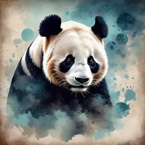 Abstract of a panda in a monochromatic vintage style, shades for depth, subtle patterns, realistic textures,chinese panda,giant panda,panda,pandabear,panda bear,kawaii panda,little panda,pandas,french