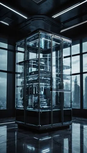 elevator,levator,elevators,oscorp,supercomputer,glass wall,glass building,structural glass,display case,cryobank,vitrine,supercomputers,alchemax,rotary elevator,glass window,minibar,glass facade,the server room,modern office,pc tower,Conceptual Art,Sci-Fi,Sci-Fi 09