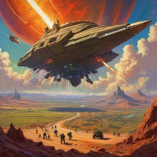 geonosis,dreadnaught,homeworld,sci fiction illustration,dropship,valerian,futuristic landscape,farpoint,jablonsky,starship,skyship,sci fi,scalzi,millennium falcon,vulcania,sci - fi,homeworlds,forerunners,space ships,deltha,Conceptual Art,Fantasy,Fantasy 18