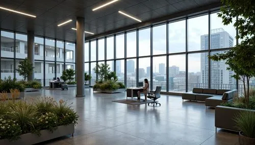 modern office,offices,meeting room,conference room,daylighting,atriums,3d rendering,office buildings,lobby,penthouses,groundfloor,headquaters,wintergarden,bureaux,gensler,atrium,office building,headoffice,potted plants,bridgepoint