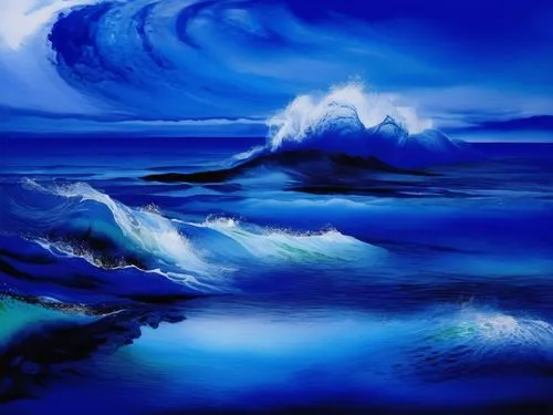 ocean waves,seascape,wyland,sea landscape,blue waters,sea storm,Illustration,Paper based,Paper Based 24