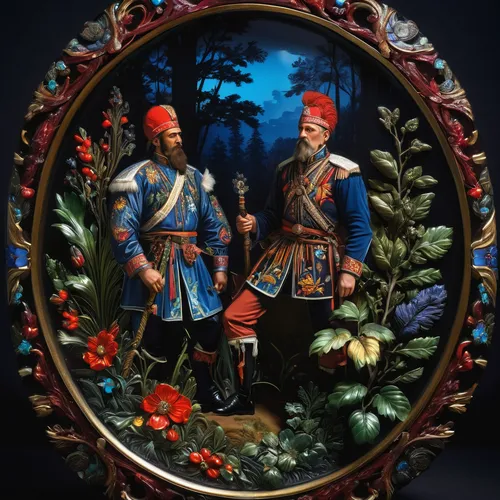 cossacks,russian folk style,khokhloma painting,diorama,folk costumes,decorative plate,mod ornaments,png sculpture,zoroastrian novruz,hunting scene,kokoshnik,decorative frame,frame ornaments,ottoman,wood carving,iranian nowruz,glass painting,novruz,floral ornament,crimea,Photography,Artistic Photography,Artistic Photography 02