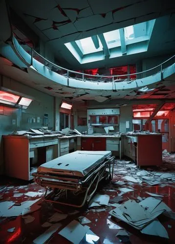 operating room,sickbay,abandoned room,empty interior,emergency room,sanitorium,cleanrooms,ufo interior,doctor's room,spaceship interior,sanatorium,the morgue,sanitarium,infirmary,morgue,laboratories,cryengine,sanatoriums,barotrauma,darkrooms,Illustration,American Style,American Style 09