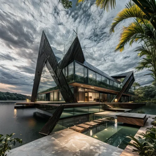 house by the water,cube stilt houses,futuristic architecture,house with lake,modern architecture,tropical house,cubic house,mirror house,floating huts,luxury property,cube house,luxury home,florida home,stilt house,asian architecture,dunes house,structural glass,holiday villa,modern house,beautiful home