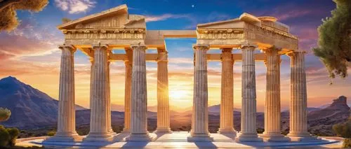 greek temple,doric columns,three pillars,pillars,temple of poseidon,columns,baalbek,artemis temple,temple of diana,ephesus,the ancient world,acropolis,roman temple,temple of hercules,caesars,egyptian temple,capitolium,caesar palace,roman columns,delphi,Conceptual Art,Sci-Fi,Sci-Fi 04