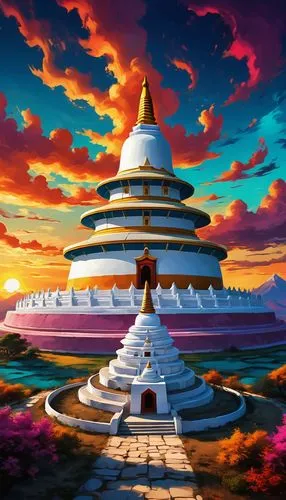 stone pagoda,palyul,tsongkhapa,stupa,pagodas,gopura,Conceptual Art,Daily,Daily 24