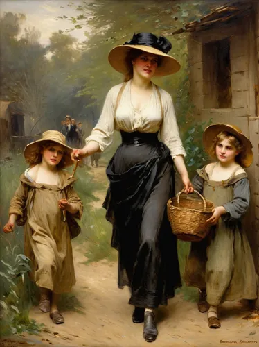 mother with children,the mother and children,mother and children,woman holding pie,bougereau,woman with ice-cream,walk with the children,mulberry family,pilgrims,bouguereau,girl picking apples,young women,girl with bread-and-butter,children girls,parents with children,basket weaver,girl picking flowers,basket maker,the hat of the woman,work in the garden,Conceptual Art,Oil color,Oil Color 22