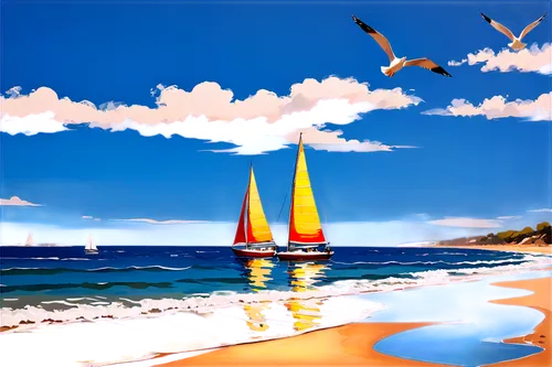 sailing boats,sailboats,sailing boat,beach landscape,sail boat,sailing blue yellow,sailboat,sailing,boat landscape,sailing ships,beach scenery,sailboard,world digital painting,sea sailing ship,sea landscape,beach background,fishing boats,seascape,bareboat,flotilla,Conceptual Art,Oil color,Oil Color 24