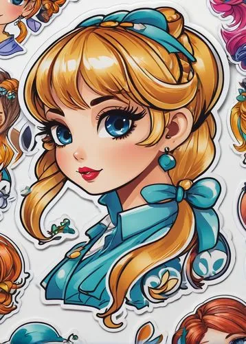 princess' earring,princess anna,fairy tale icons,elsa,pacifica,fairy tale character,eilonwy,thumbelina,nami,winx,janna,rafaela,michiru,putina,mermaid vectors,doll's facial features,clipart sticker,fairytale characters,reinette,dorthy,Unique,Design,Sticker