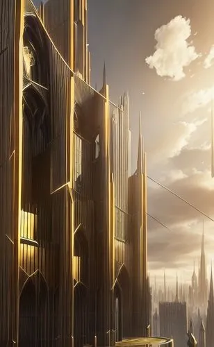 GOTHIC EPIC MORNING
,gold castle,metropolis,gold wall,futuristic architecture,fantasy city,art deco,hall of the fallen,art deco background,kirrarchitecture,golden crown,capitol,ancient city,castle of 