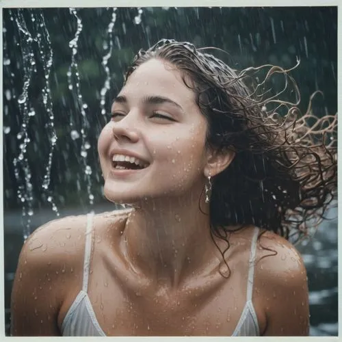 wet girl,rain,raining,laughing,wet girl,soaked,Photography,Documentary Photography,Documentary Photography 03