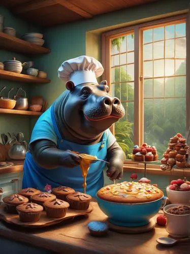 ratatouille,chef,confectioner,cookie baking,bakersville,bakery,Illustration,Abstract Fantasy,Abstract Fantasy 01