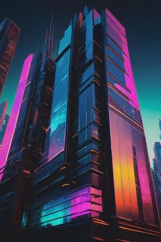 cybercity,cybertown,arcology,futuristic landscape,mainframes,cyberport,futuristic architecture,urban towers,metropolis,skyscrapers,high rises,skyscraper,colorful city,cityscape,ctbuh,synth,cyberpunk,highrises,monoliths,futuristic,Conceptual Art,Oil color,Oil Color 01