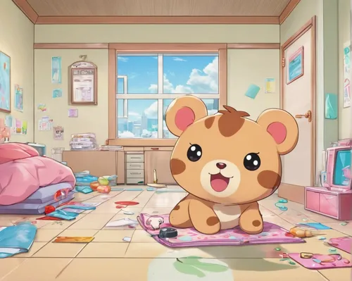 the little girl's room,baby room,kids room,cute bear,boy's room picture,teddy bear crying,cute cartoon character,children's background,room newborn,cute cartoon image,baby playing with toys,children's bedroom,naginatajutsu,3d teddy,plush bear,kawaii animals,room creator,fluffy diary,teddies,children's room,Illustration,Japanese style,Japanese Style 01