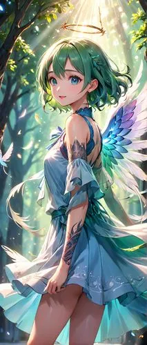 fae,sanae,mikuriya,fairie,lyn,garden fairy,Anime,Anime,Realistic