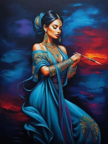 radha,indian art,indian woman,shakuntala,jaya,madhumati,flamenca,revati,dakini,draupadi,arundhati,lavani,saraswati,sithara,inara,anarkali,gitanjali,praveena,kathak,krishna,Illustration,Realistic Fantasy,Realistic Fantasy 25