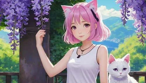 savigne,neko,sakura background,hanami,inu,japanese sakura background,spring background,nali,nadeshiko,koharu,luka,tanabata,inori,furgal,yukai,kanke,cat ears,seira,kirara,summer background,Illustration,Japanese style,Japanese Style 14