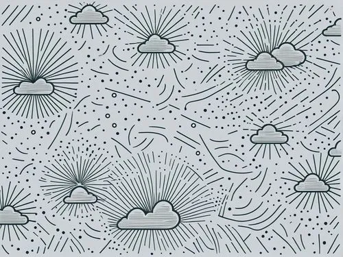 an abstract drawing of rays, clouds and stars,umbrella pattern,coloring page,coloring pages,paper clouds,vector pattern,raincloud,Illustration,Black and White,Black and White 04