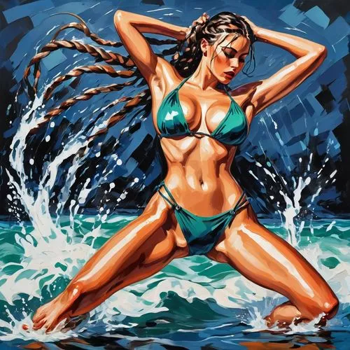 water splash,splashing,sea water splash,cool pop art,water splashes,wet girl,wet,splashed,female swimmer,splashing around,splashes,splaying,pin-up girl,jetski,palmiotti,sirena,spiegle,pin up girl,splash,retro pin up girl,Conceptual Art,Oil color,Oil Color 24