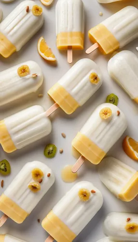 Yogurt Popsicles in circle shape,salt sticks,cheese slices,tamale,cheese cubes,candy corn,suman,sweet corn,mozarella,cabecou feuille cheese,parmesan wafers,sugarcane,mayonaise,turrón,corn on the cob,p