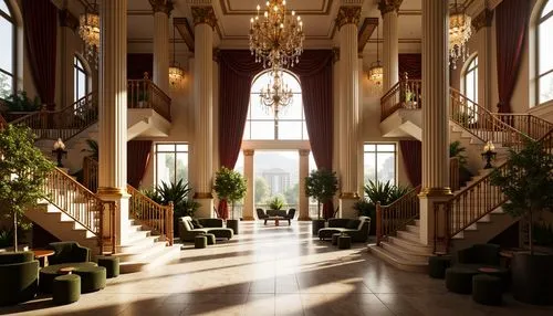 hotel lobby,lobby,crown palace,grand hotel europe,entrance hall,hallway,ballroom,foyer,luxury hotel,cochere,venetian hotel,emirates palace hotel,ornate room,grand hotel,beverly hills hotel,hotel hall,luxury home interior,conservatory,marble palace,wedding hall