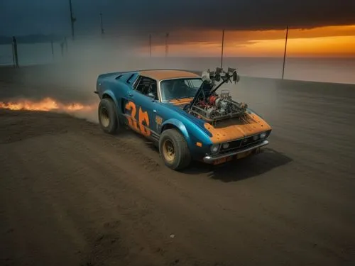 burnout fire,desert racing,mad max,burnout,baja bug,demolition derby,autograss,dirt track racing,autocross,rallycross,pickup truck racing,off-road racing,race of champions,hot rod,datsun 510,banger ra