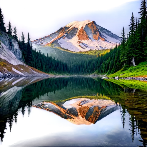 alpine lake,mountain landscape,mount rainier,mountain lake,reflections in water,mountainlake,reflection in water,high mountain lake,mountainous landscape,water reflection,salt meadow landscape,beautiful lake,mount hood,beautiful landscape,mirror reflection,landscapes beautiful,glacial lake,trillium lake,mirror water,mountain scene,Illustration,Black and White,Black and White 32