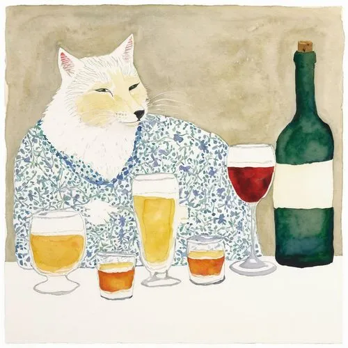 watercolor wine,snifter,a glass of wine,winemaker,glass of wine,alcoholic,watercolor cat,apéritif,drunkard,wine tasting,white wine,wine,oktoberfest cats,drinking party,bartender,wineglass,cat drinking tea,vintage cats,glasses of beer,craft beer,Illustration,Paper based,Paper Based 22