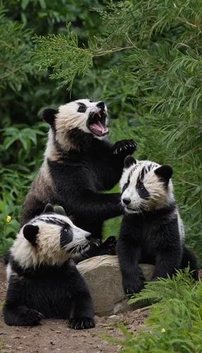 pandas,chinese panda,lun,zoo planckendael,giant panda,panda,pan flute,conga,huddle,wildlife park,family outing,zoo brno,herman park zoo,yawns,zoo schönbrunn,grooming,yawning,panda face,panda bear,friendly three,Illustration,Abstract Fantasy,Abstract Fantasy 05