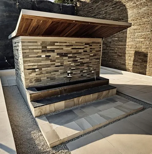 antique fountain.blasted stone.marble covering.marble motif.decorative marble elements.shaped marble pieces.,a park bench next to a brick wall,corten steel,natural stone,columbarium,columbaria,cremato