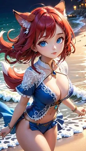 nami,the sea maid,beach background,beach scenery,kinara,kat,sand fox,ocean background,ocean,scarlet sail,calico,sea,aegean cat,summer background,underwater background,seaside,elza,by the sea,at sea,siren,Anime,Anime,Cartoon