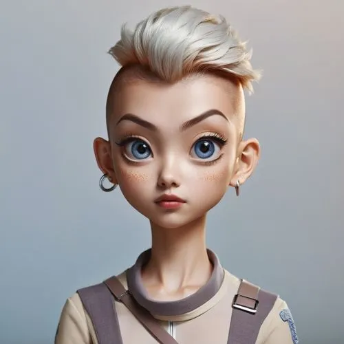 suit, Mohawk haircut with shaved sides,3D anime concept with Mohawk cut and modern suit,adrien,maeve,totah,cute cartoon character,ventress,tilda,Unique,3D,3D Character