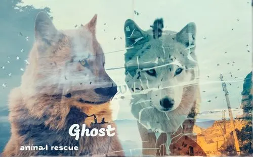 make like bilboard "animal rescue" theme,a picture of a wolf in front of a window,ghosts,ghost,ghostscript,ghose,ghost background,ghozi,Photography,Artistic Photography,Artistic Photography 07