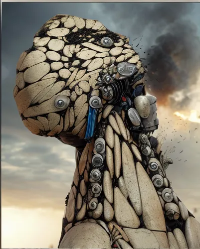 mandelbulb,biomechanical,digital compositing,fractalius,stone man,image manipulation,blue-winged wasteland insect,carapace,photo manipulation,photomanipulation,3d man,kosmus,terraforming,cinema 4d,exoskeleton,scrap sculpture,sci fiction illustration,scarab,mech,cybernetics,Realistic,Movie,Warzone