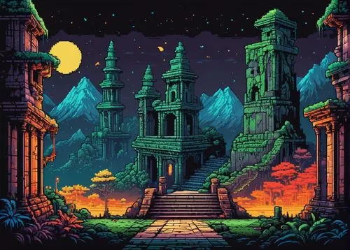 castlevania,mausoleum ruins,necropolis,ruins,pixel art,ancient city,halloween background,haunted cathedral,3d fantasy,ghost castle,witch's house,fantasy city,ancient ruins,retro background,citadel,hall of the fallen,knight's castle,mausolea,ruin,xanadu,Conceptual Art,Graffiti Art,Graffiti Art 12