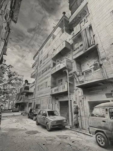 cairo,3d albhabet,heliopolis,tehran,damascus,street view,the cairo,amman,riad,kowloon city,hashima,slum,irbid,tenement,tabriz,mombasa,tel aviv,the street,valparaiso,urban landscape,Art sketch,Art sketch,Concept