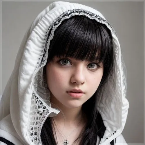 white teenagders girl inside her bedroom witth black hair,islamic girl,girl on a white background,girl portrait,young girl,girl in cloth,mystical portrait of a girl,young woman,beautiful young woman,p