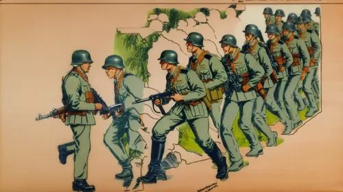 french foreign legion,infantry,soldiers,patrols,army men,federal army,troop,the cuban police,khokhloma painting,marching,shield infantry,malayan,the army,police officers,police force,patrol,mural,armed forces,military camouflage,officers,Unique,Design,Character Design