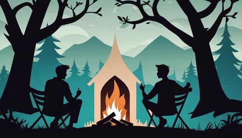 Pull up a chair and gather around the campfire for a night of storytelling.,campfires,campfire,halloween silhouettes,camp fire,campsite,celebration of witches,campers,camping tipi,bonfire,camping,fire